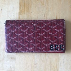 Red Goyard Checkbook Wallet with Initials “ECC”
